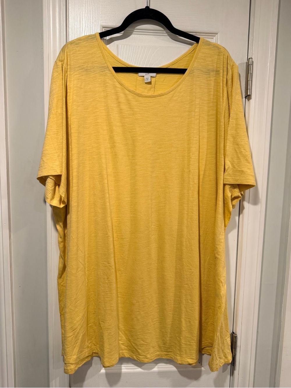 NWOT J. Jill Size 4X Yellow Scoop Neck Short Sleeve Back Pleat Cotton Modal Top
